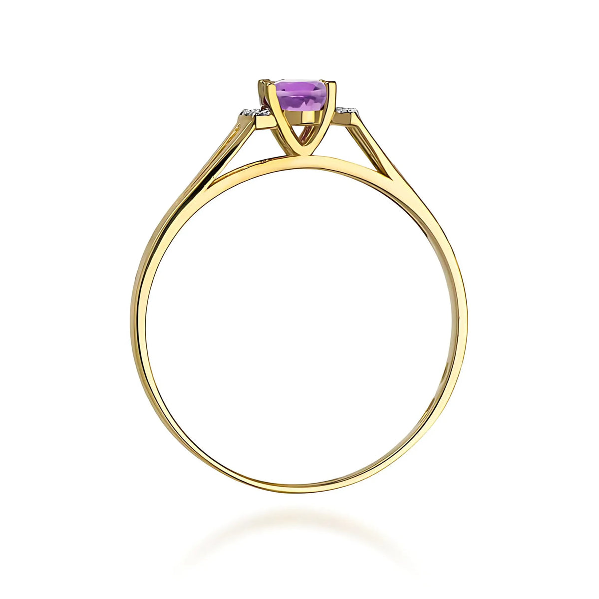 14k (585) Gold Ring | 0.40ct Amethyst and 0.052ct Diamonds | GREMARI Jewelry
