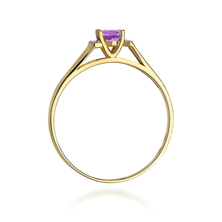 14k (585) Gold Ring | 0.40ct Amethyst and 0.052ct Diamonds | GREMARI Jewelry
