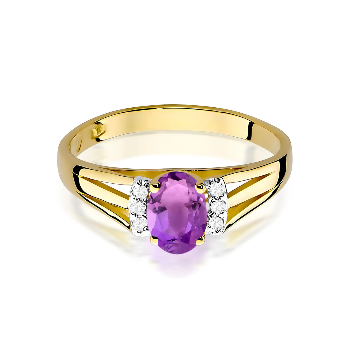 14k (585) Gold Ring | 0.40ct Amethyst and 0.052ct Diamonds | GREMARI Jewelry
