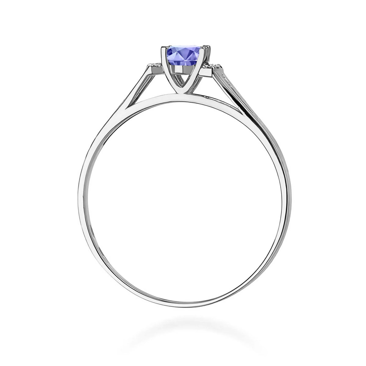 14k (585) White Gold Ring | 0.40ct Tansanit and 0.052ct Diamonds | GREMARI Jewelry