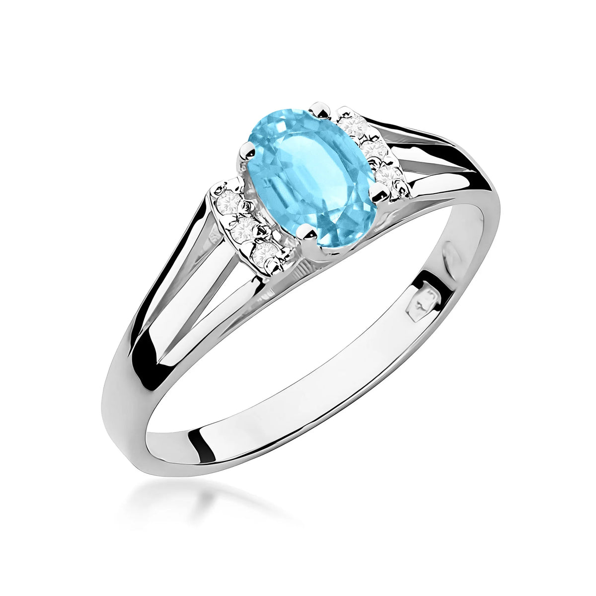 14k (585) White Gold Ring | 0.50ct Topaz and 0.052ct Diamonds | GREMARI Jewelry