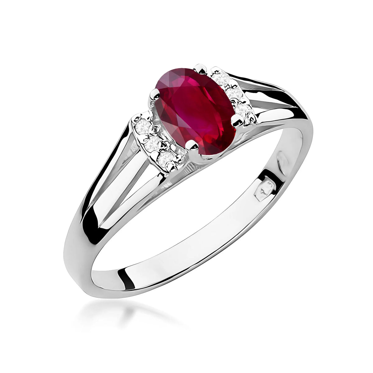 14k (585) White Gold Ring | 0.60ct Ruby and 0.052ct Diamonds | GREMARI Jewelry
