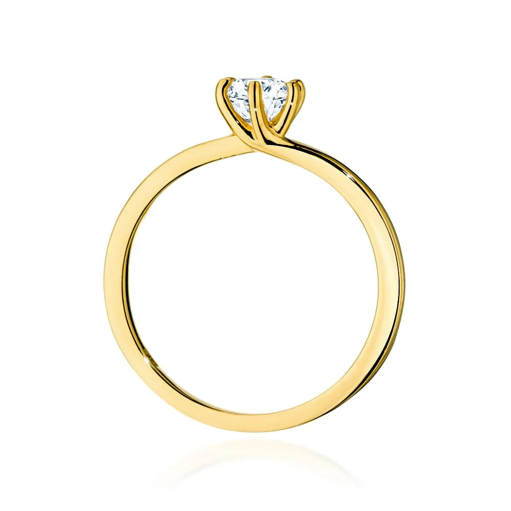 Prsteň zo žltého zlata 14k(585) s diamantom 0,40 ct. Perfektný ako darček.
