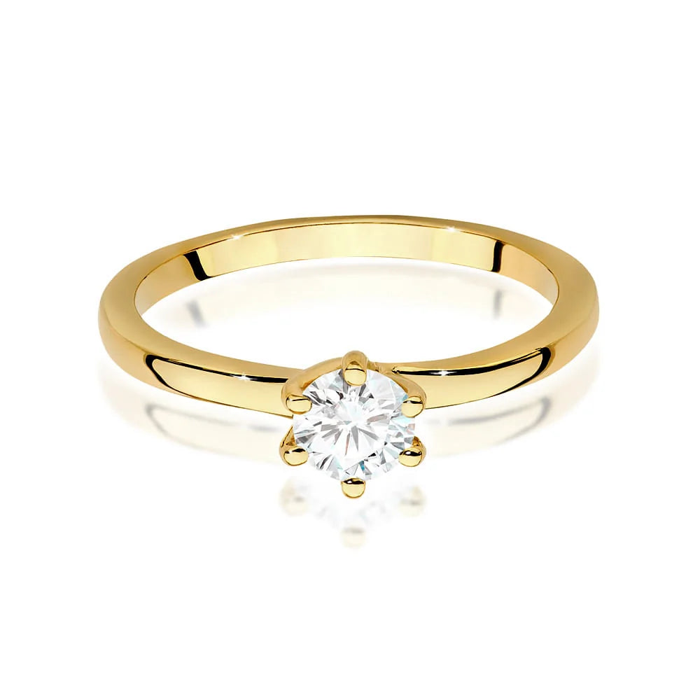 Prsteň zo žltého zlata 14k(585) s diamantom 0,40 ct. Perfektný ako darček.