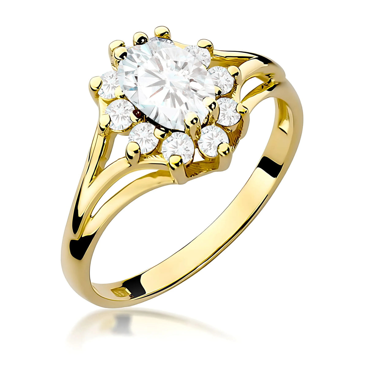 Prsteň zo žltého zlata 14k(585) s laboratórne pestovanými diamantmi o hmotnosti 0,70 ct a 0,30 ct. Perfektný ako darček.