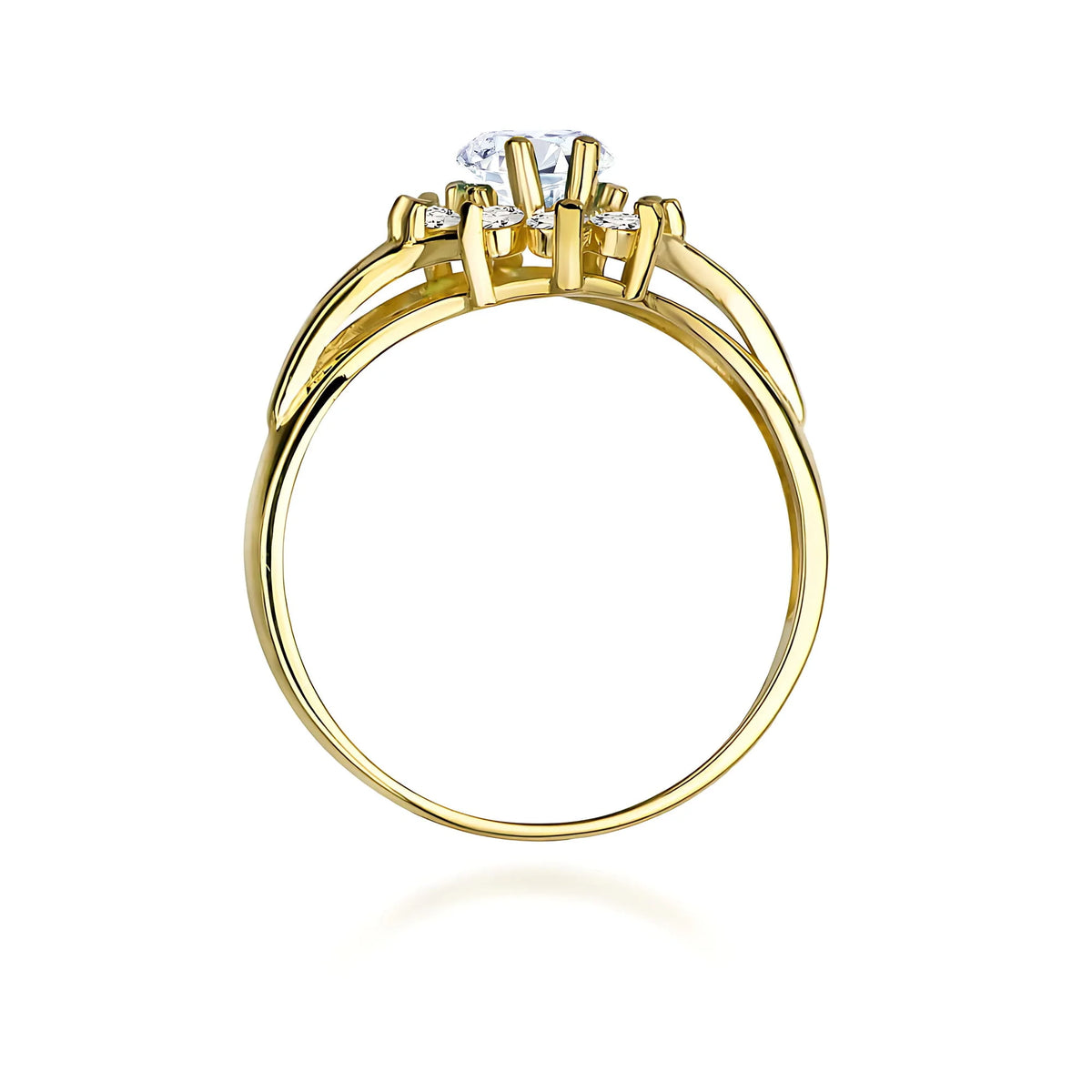 Prsteň zo žltého zlata 14k(585) s laboratórne pestovanými diamantmi o hmotnosti 0,70 ct a 0,30 ct. Perfektný ako darček.