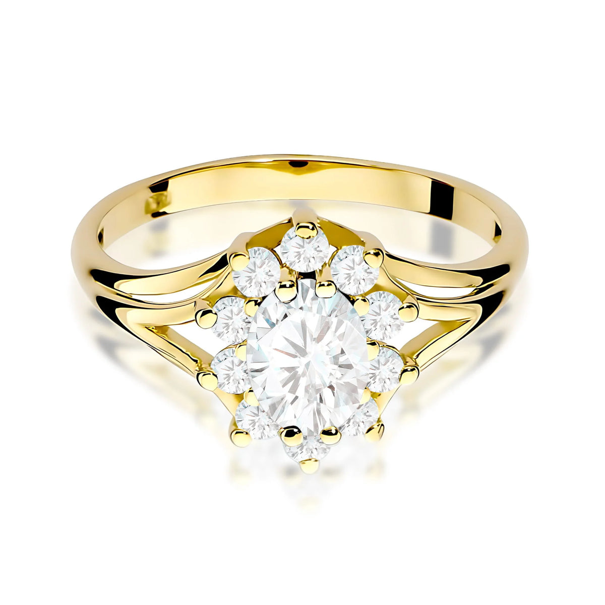 Prsteň zo žltého zlata 14k(585) s laboratórne pestovanými diamantmi o hmotnosti 0,70 ct a 0,30 ct. Perfektný ako darček.