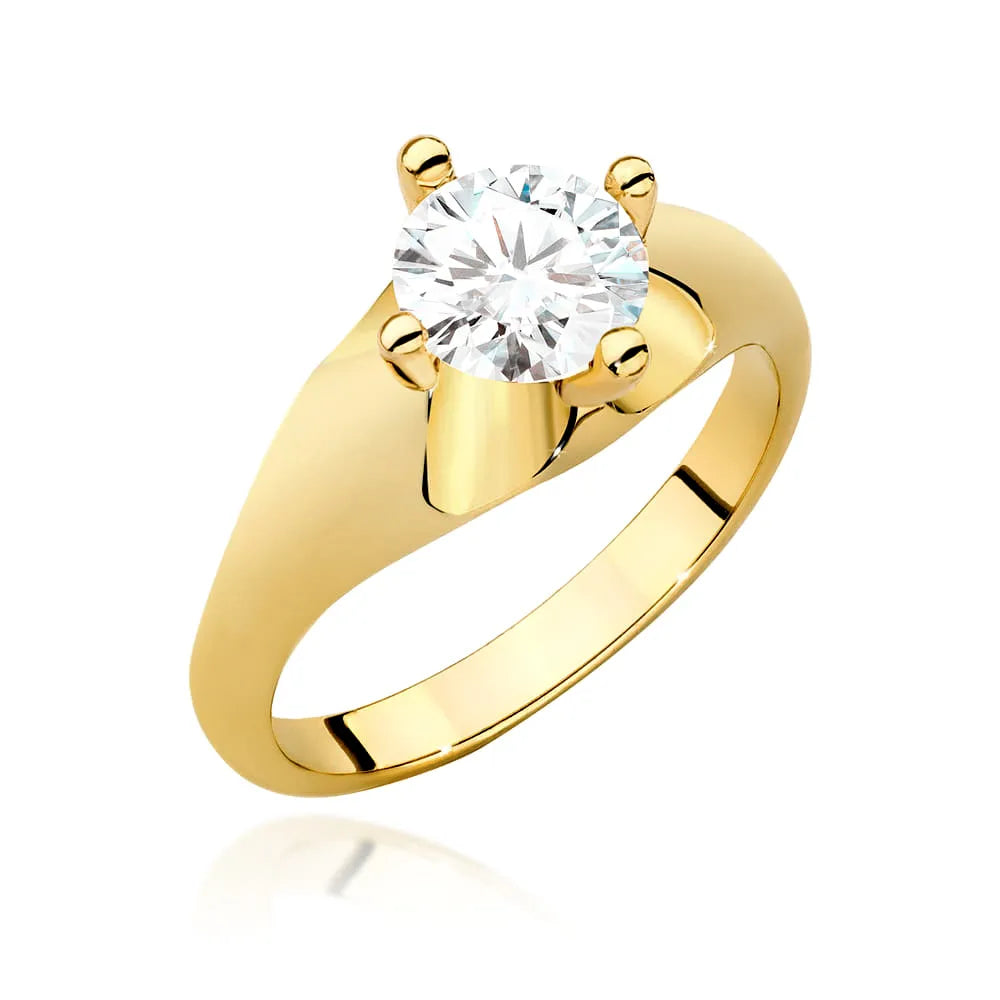 Prsteň zo žltého zlata 14k(585) s diamantom 1,00 ct. Perfektný ako darček.