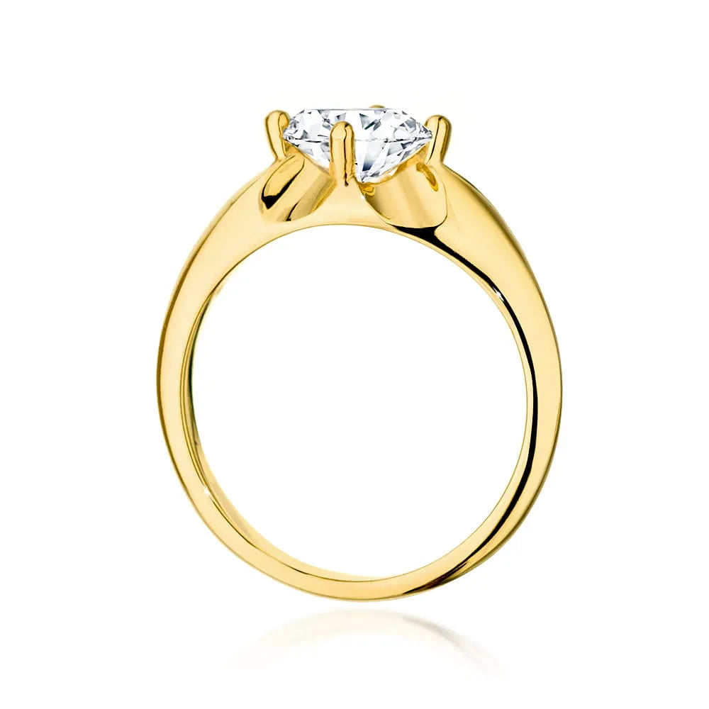 Prsteň zo žltého zlata 14k(585) s diamantom 1,00 ct. Perfektný ako darček.