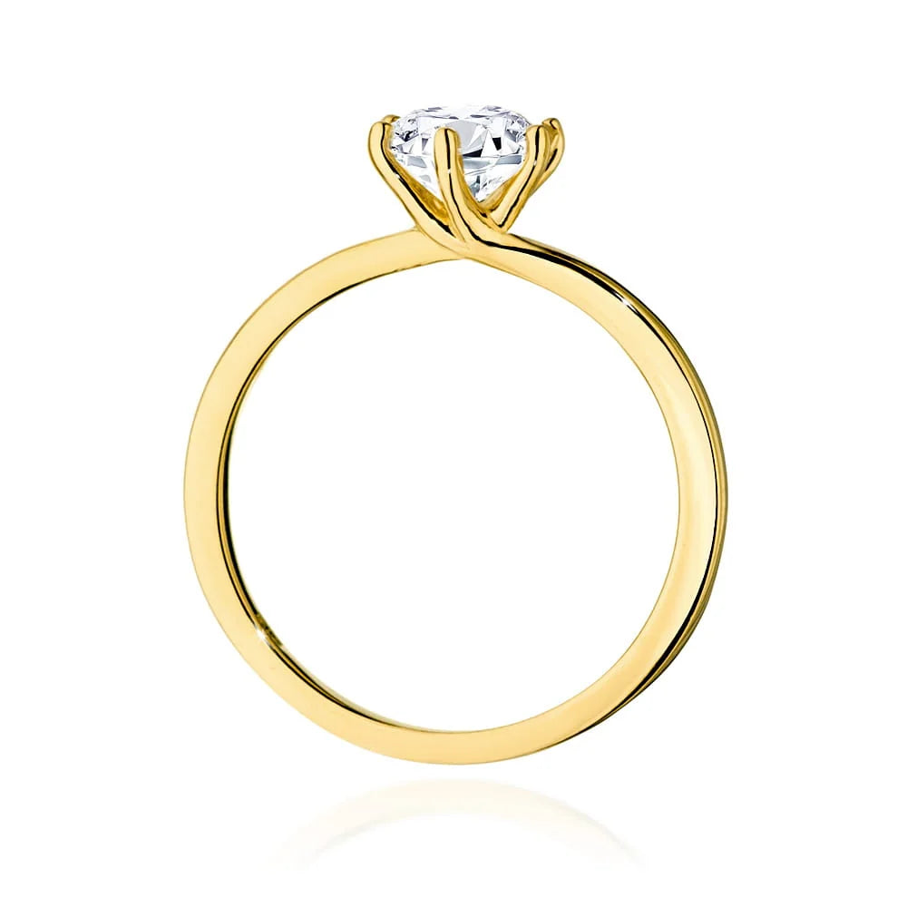 Prsteň zo žltého zlata 14k(585) s diamantom 1,00 ct. Perfektný ako darček.