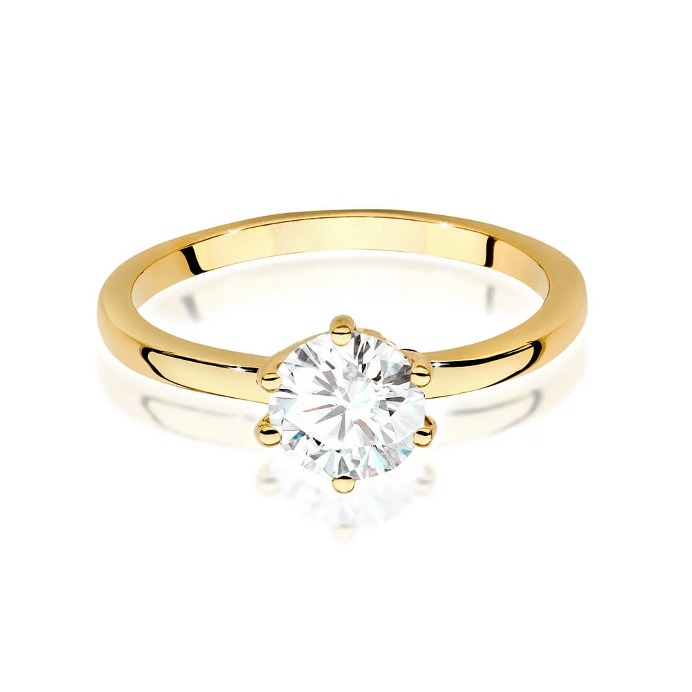 Prsteň zo žltého zlata 14k(585) s diamantom 1,00 ct. Perfektný ako darček.