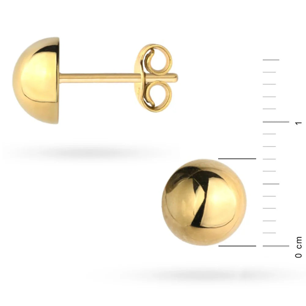 14k Gold (585) Stud Earrings | Half-Bead Design | Classic Jewelry Gift