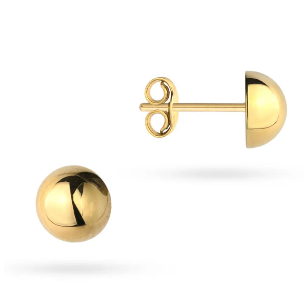 14k Gold (585) Stud Earrings | Half-Bead Design | Classic Jewelry Gift