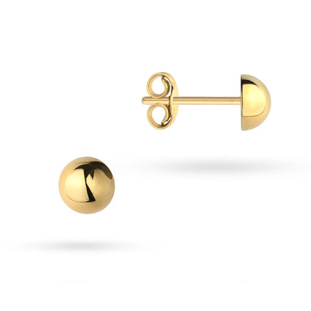 14k Gold (585) Stud Earrings | Half-Bead Design | Classic Jewelry Gift