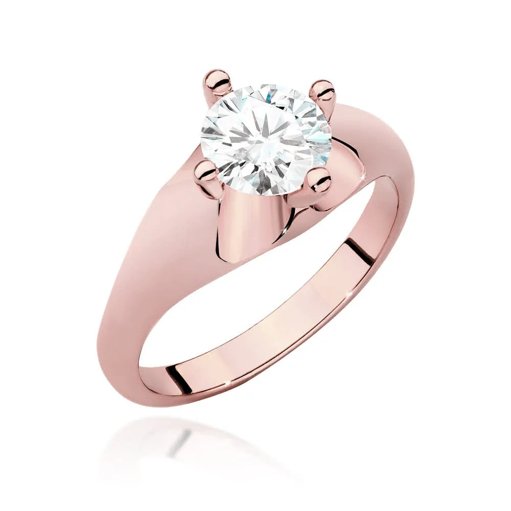 Prsteň z ružového zlata 14k(585) s diamantem 1,00 ct. Perfektný ako darček.
