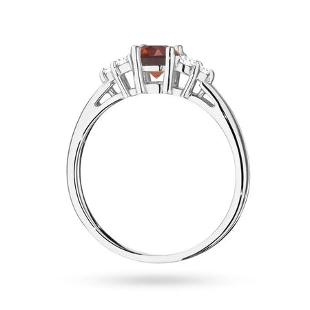 White Gold 14k(585) ring with 0,60ct garnet with 6 diamonds. Perfect for a gift.