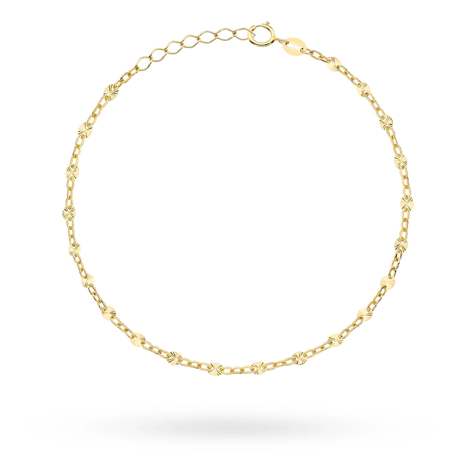 14k Gold (585) Bracelet | Delicate Diamond-Cut Rings | Sparkling Elegant Fine Jewelry Gift