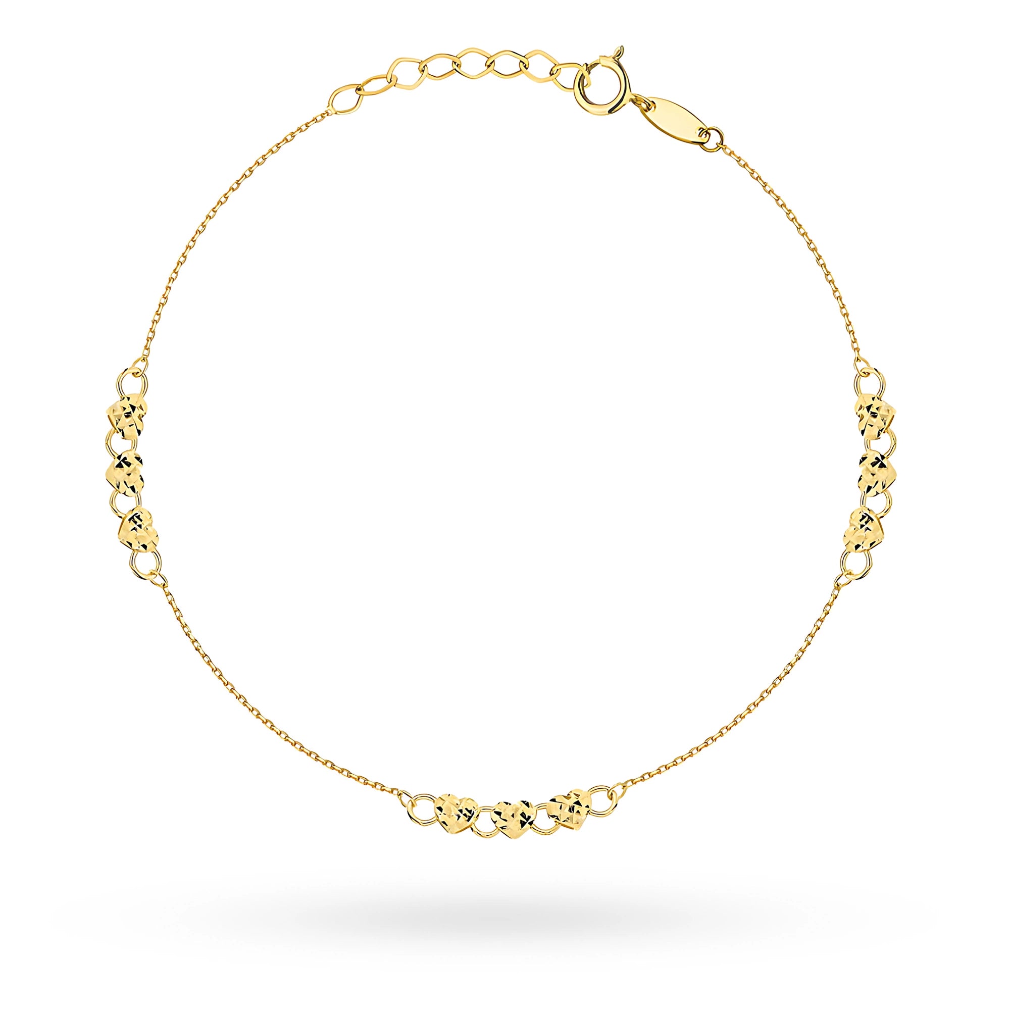 14k gold bracelet is packaged in an elegant black box and a gift bag.  Our jewellery comes with a tag showing the fineness.