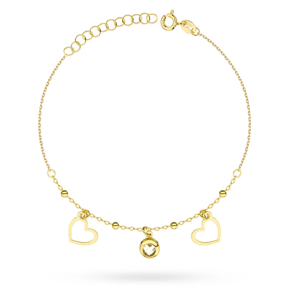 14k Gold (585) Bracelet | Openwork Hearts & Zirconia | GREMARI Jewelry