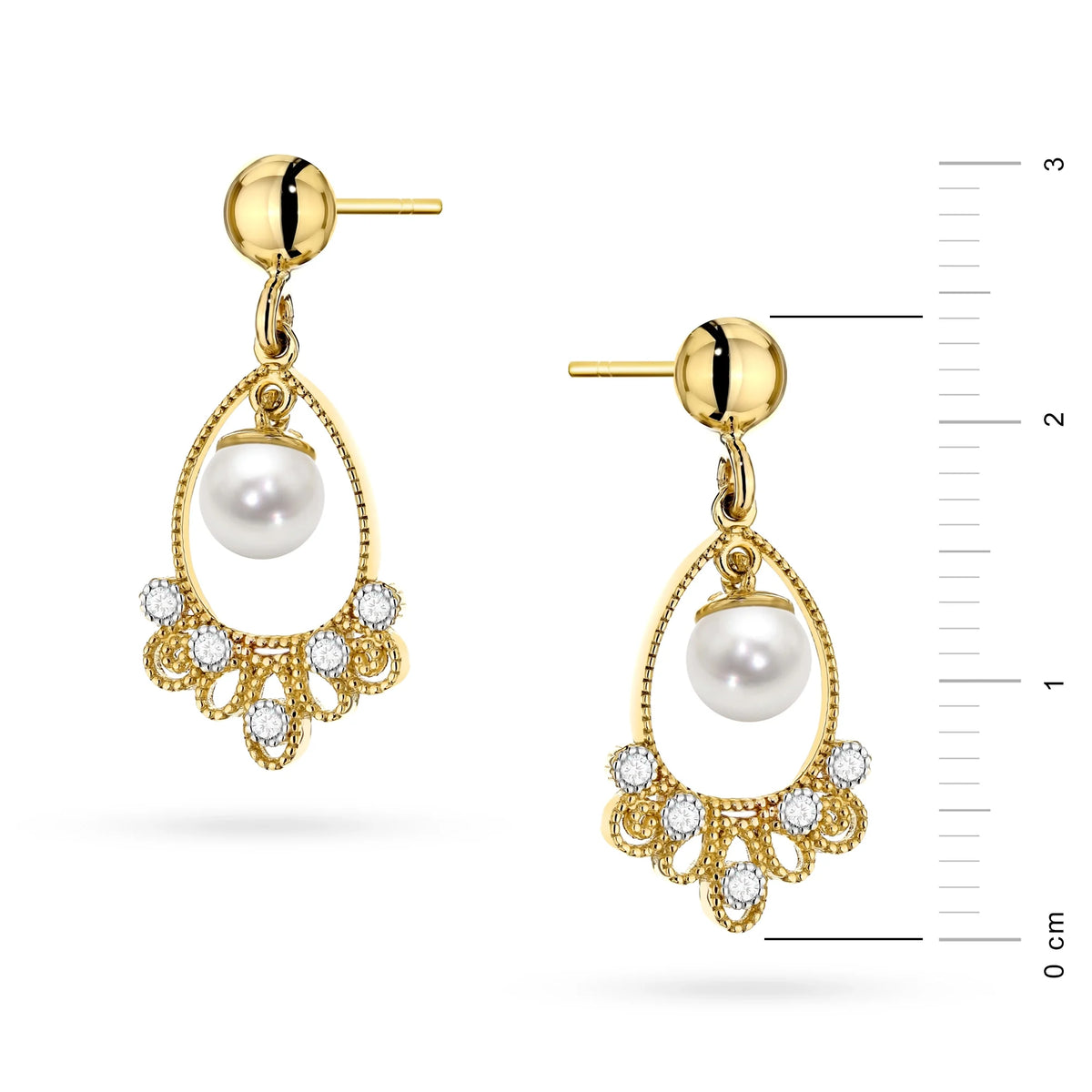Gold 14k(585) dangle Earrings in vintage style. Order gift for mother, girlfriend or fiancee.