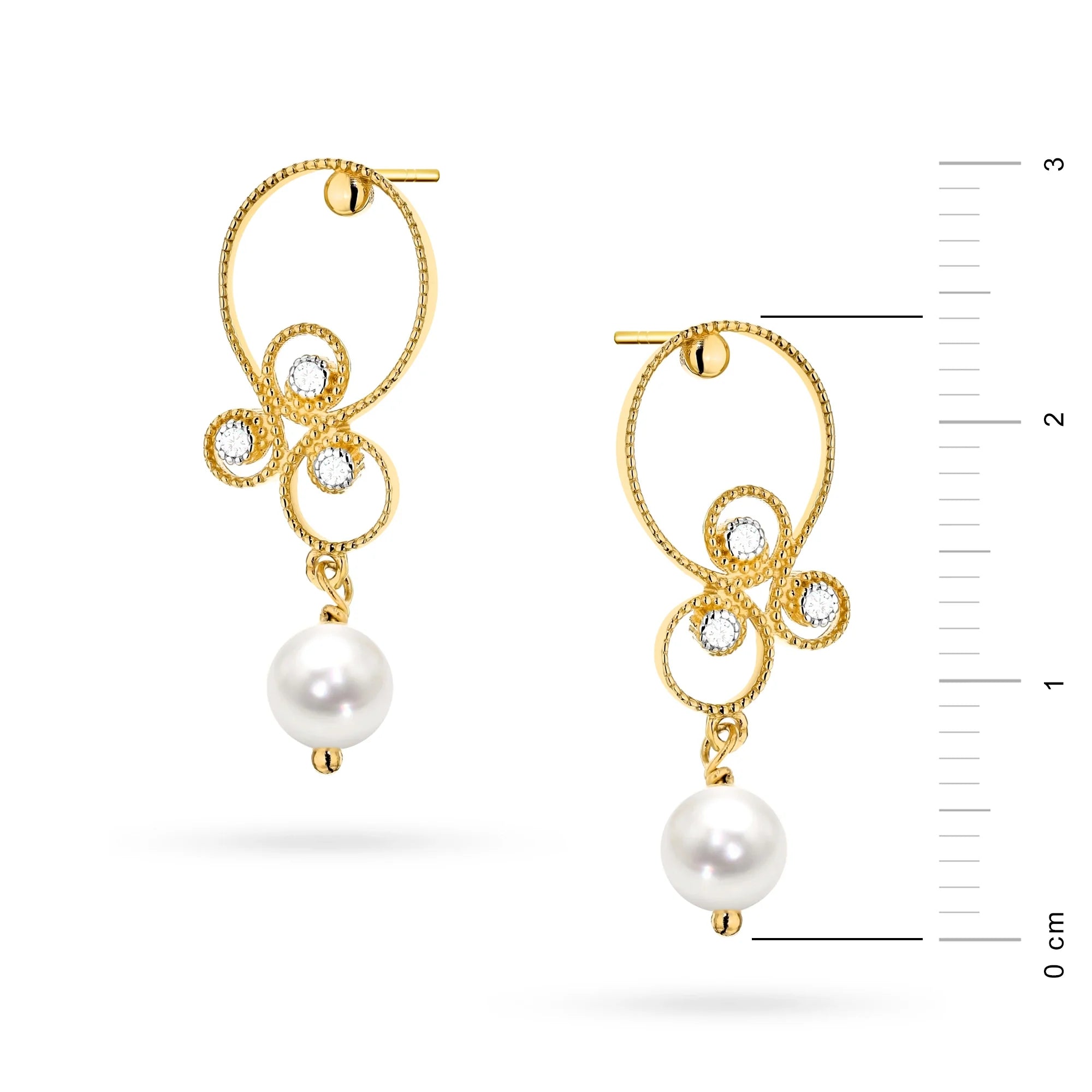 Gold 14k(585) dangle Earrings in vintage style. Order gift for mother, girlfriend or fiancee.