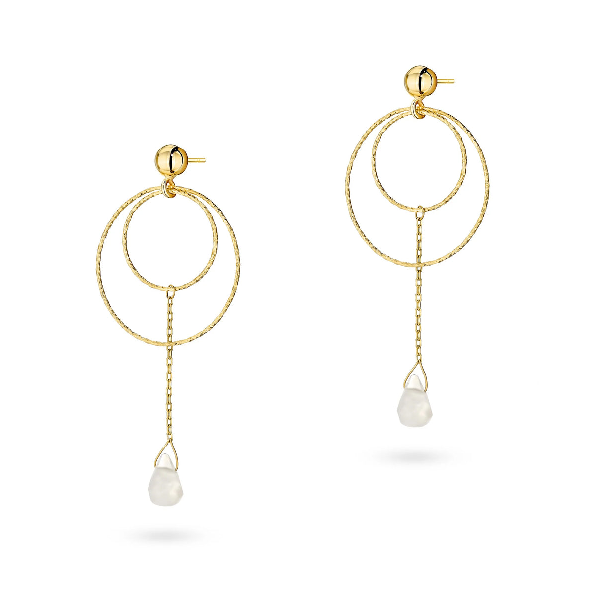14k Gold (585) Hoop Earrings | Diamond-Cut & Hydroquartz | GREMARI Jewelry