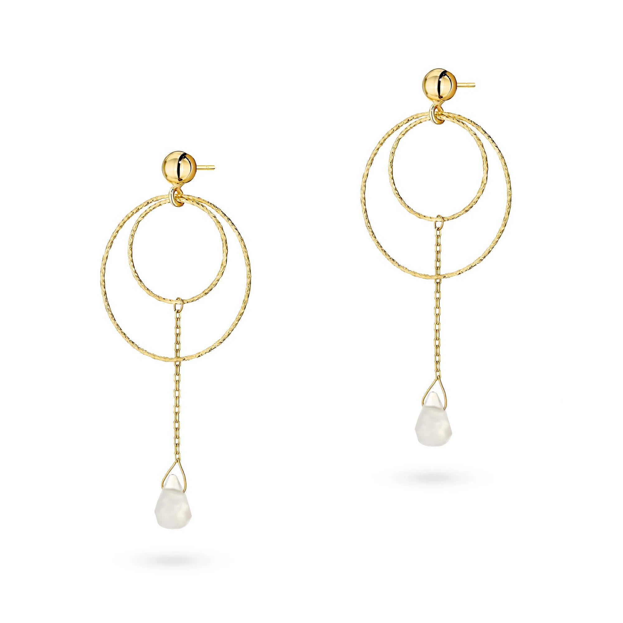 14k Gold (585) Hoop Earrings | Diamond-Cut & Hydroquartz | GREMARI Jewelry