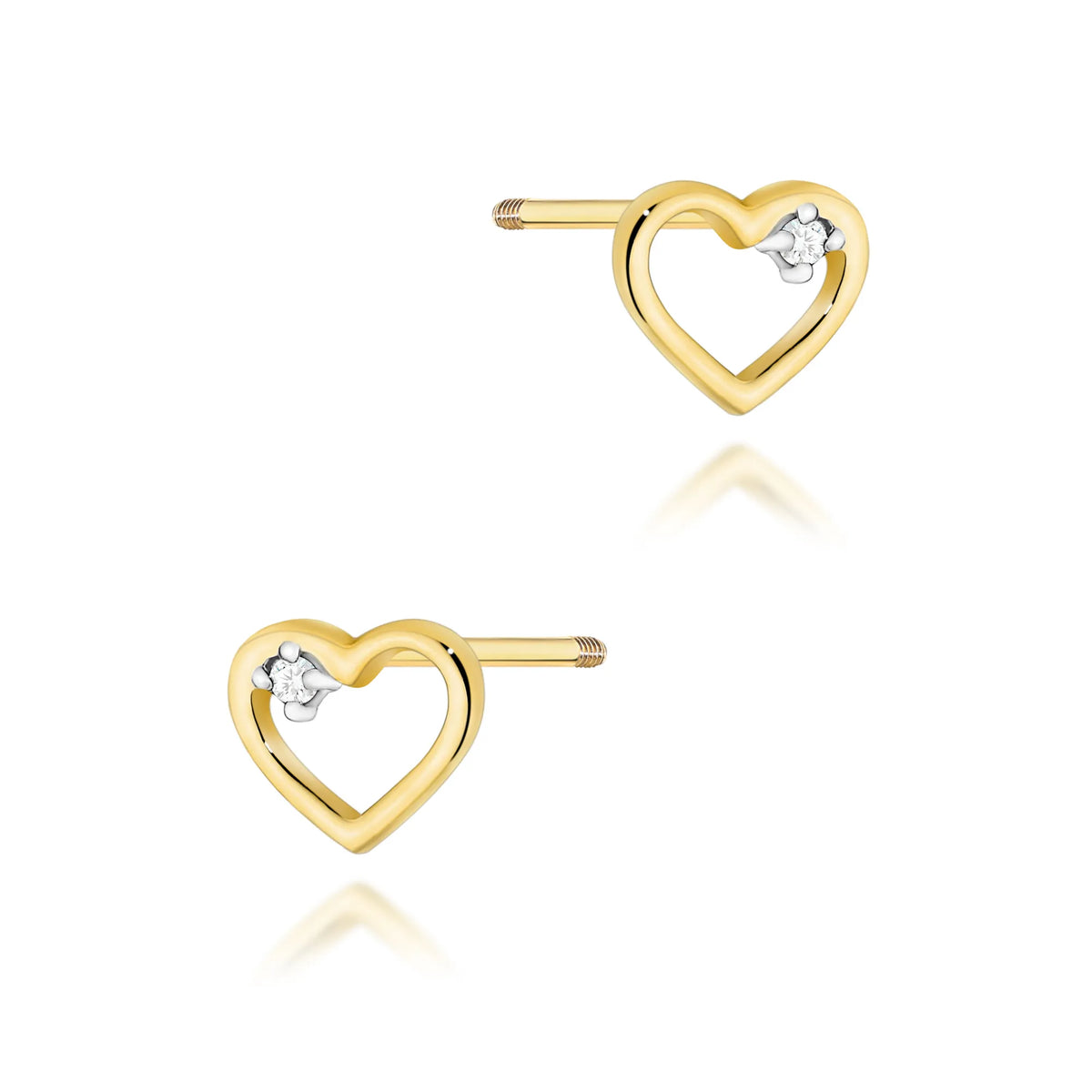 14k Gold (585) Earrings Screw Back Stud | 0.01ct Diamonds | GREMARI Jewelry