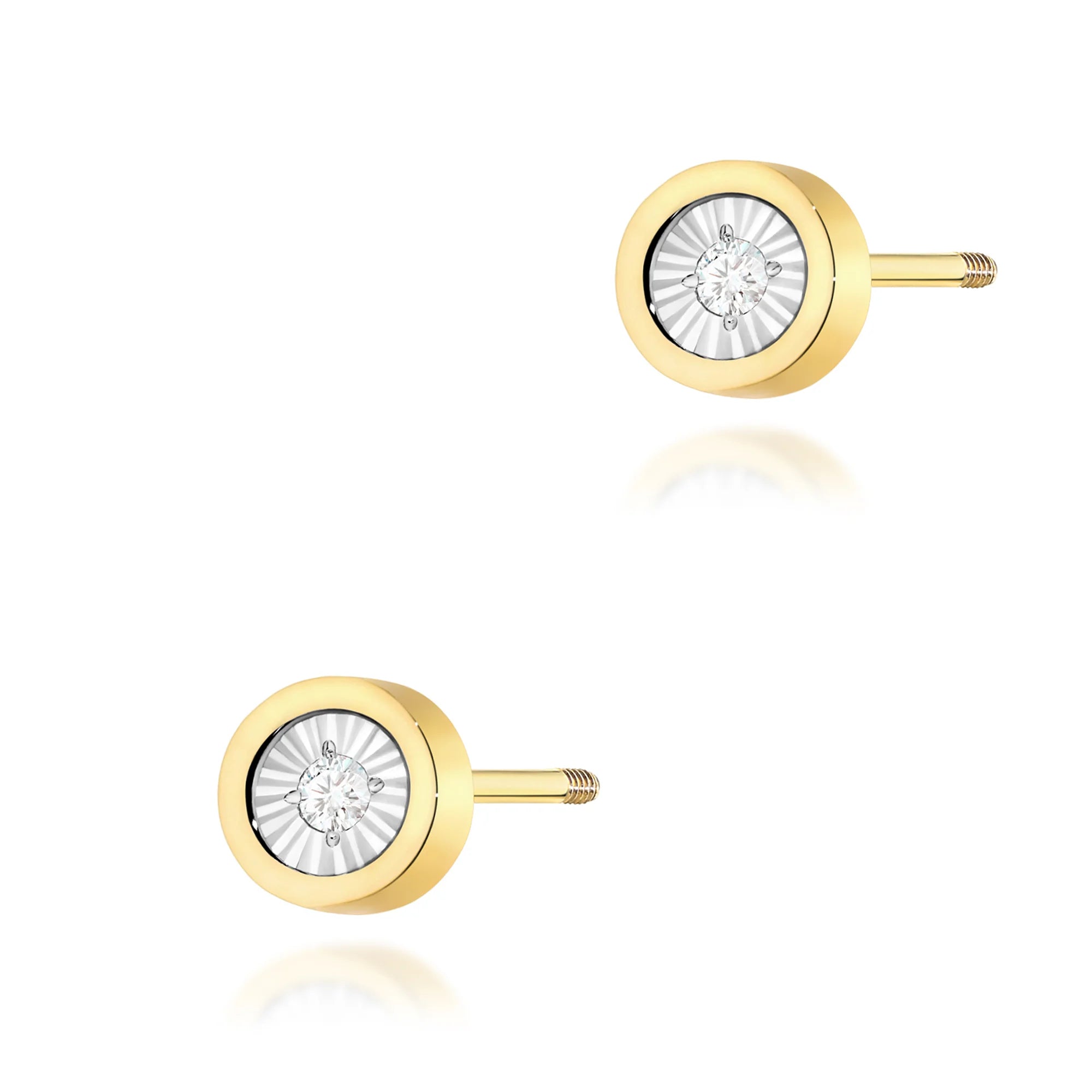 14k Gold Earrings Stud Clasp | 2x 0.08ct Diamonds | GREMARI Jewelry