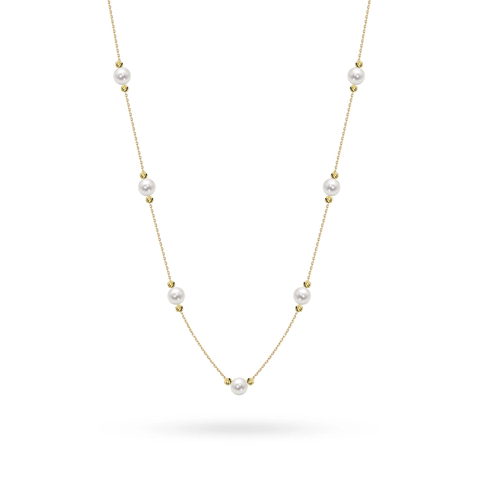 Gold 14k(585) necklace with pearl in vintage style. Order a gift for mother, girlfriend or fiancee.