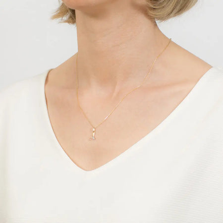Gold pendant with a sparkling zirconia letter “A”. Crafted from high-quality 585 yellow gold (14 carat)