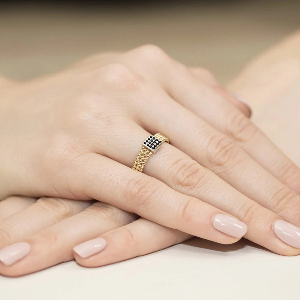 14K Gold Ring | 0.08ct Black Diamonds | GREMARI Jewelry
