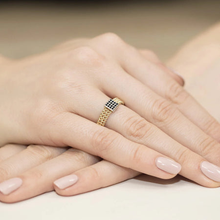14K Gold Ring | 0.08ct Black Diamonds | GREMARI Jewelry
