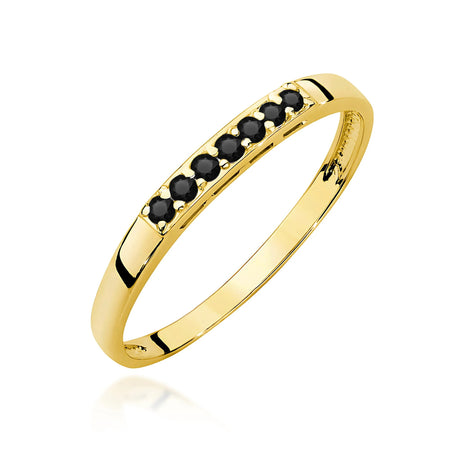 14k Gold Ring for Women | Gold Ring with and 0.102ct Black diamonds