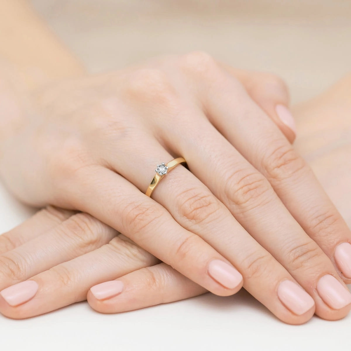 14k Gold Diamond Engagement Ring | 0.15ct Brilliant Diamond | Elegant Fine Jewelry Women's Gift