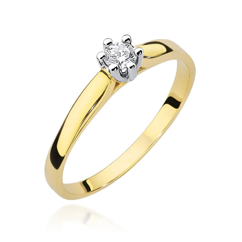 14k Gold Diamond Engagement Ring | 0.15ct Brilliant Diamond | Elegant Fine Jewelry Women's Gift