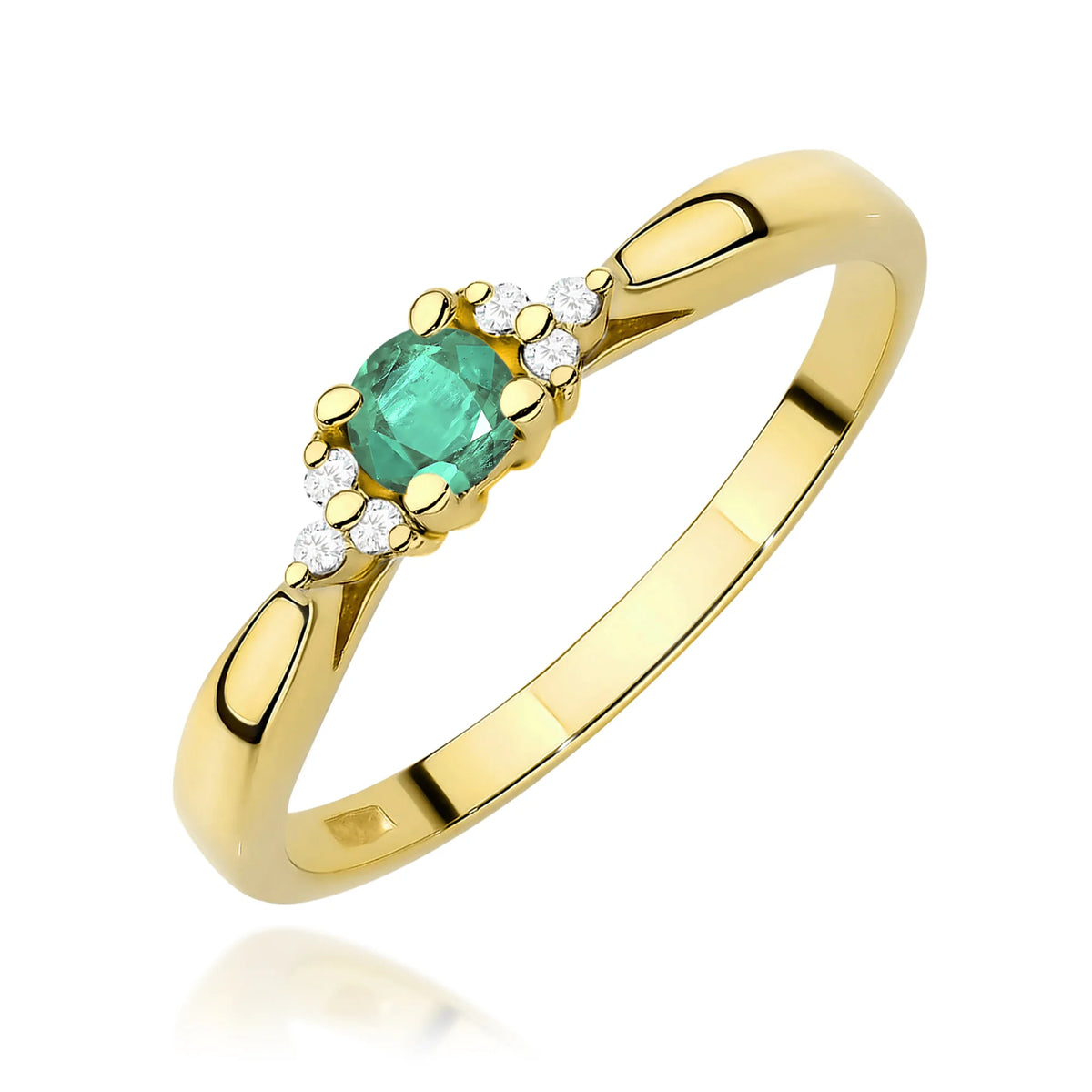 14k (585) Gold Rings | 0.15ct Emerald and 0.03ct Diamonds | GREMARI Jewelry
