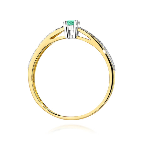 14k (585) Gold Rings | 0.15ct Emerald and 0.09ct Diamonds | GREMARI Jewelry
