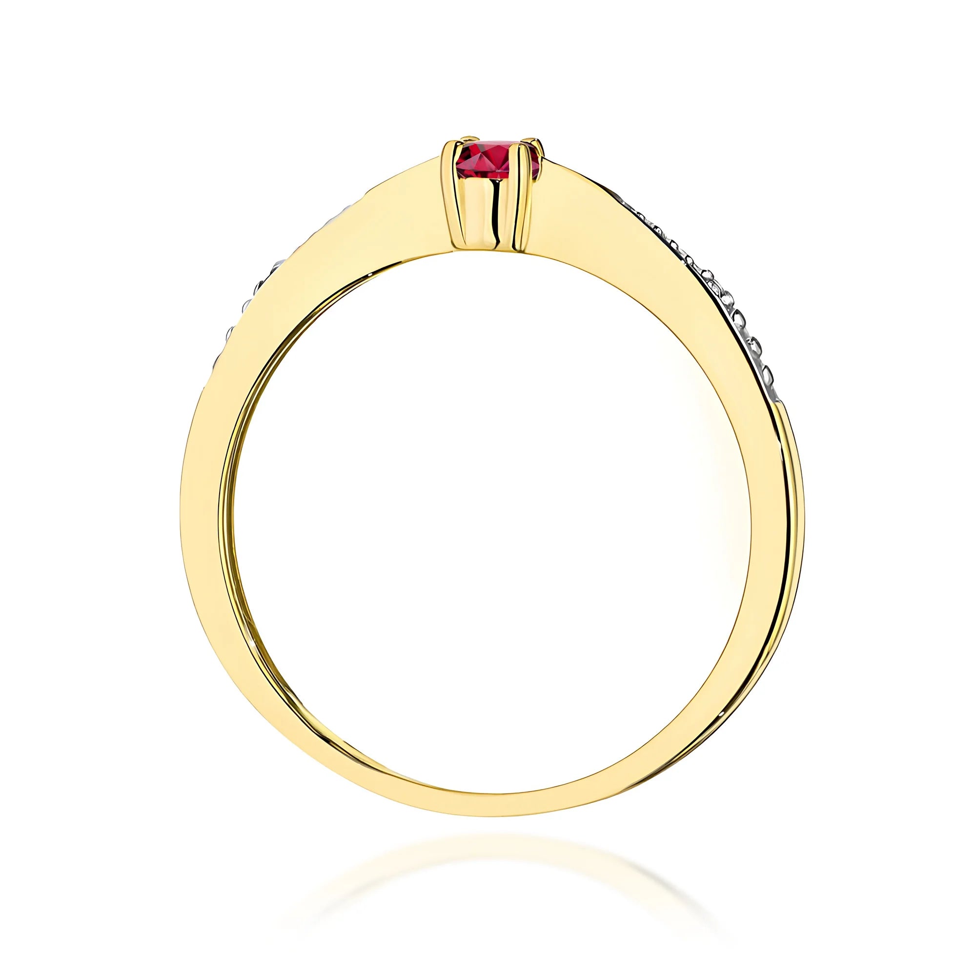 14K (585) Gold Ring | 0.15ct Ruby and 0.01ct Diamonds | GREMARI Jewelry