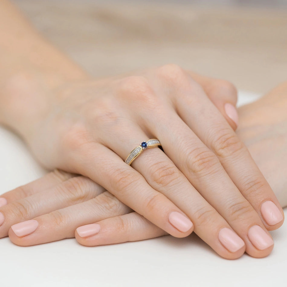 14k (585) Gold Rings | 0.15ct Sapphire and 0.09ct Diamonds | GREMARI Jewelry
