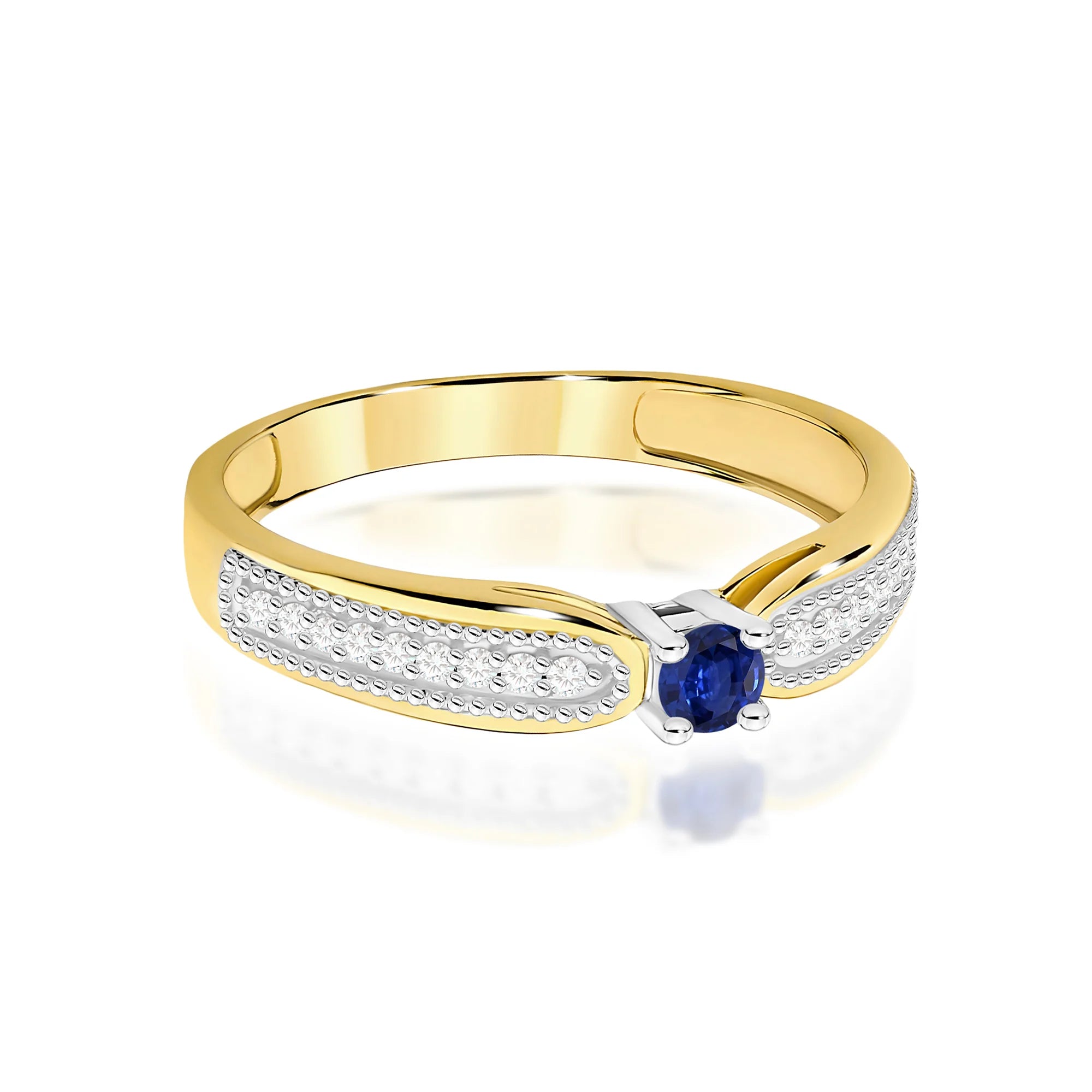 14k (585) Gold Rings | 0.15ct Sapphire and 0.09ct Diamonds | GREMARI Jewelry
