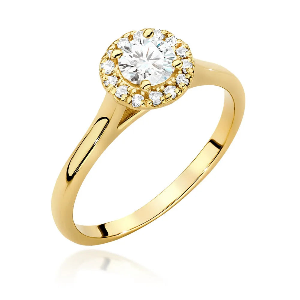 Prsteň zo žltého zlata 14k(585) s diamantom 0,40 ct a postrannými diamantmi 0,12 ct. Perfektný ako darček.