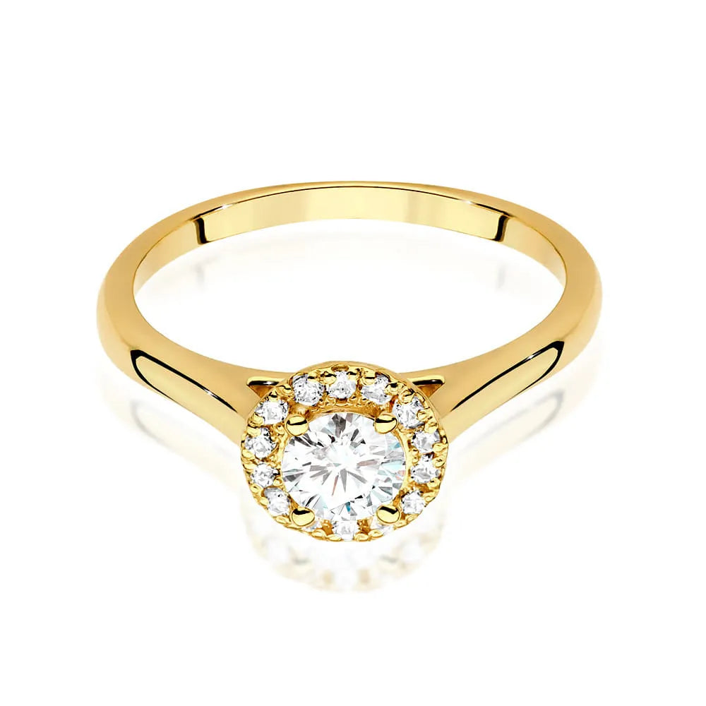 Prsteň zo žltého zlata 14k(585) s diamantom 0,40 ct a postrannými diamantmi 0,12 ct. Perfektný ako darček.