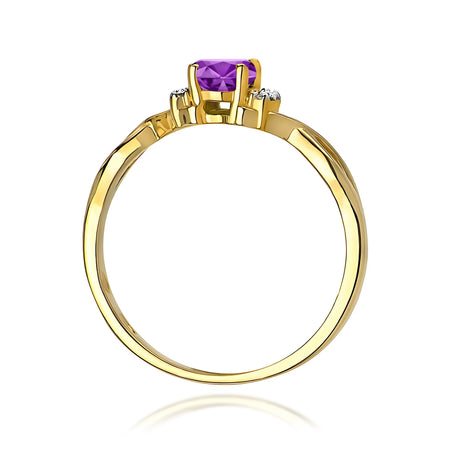 14k (585) Gold Ring | 0.40ct Amethyst and 0.052ct Diamonds | GREMARI Jewelry
