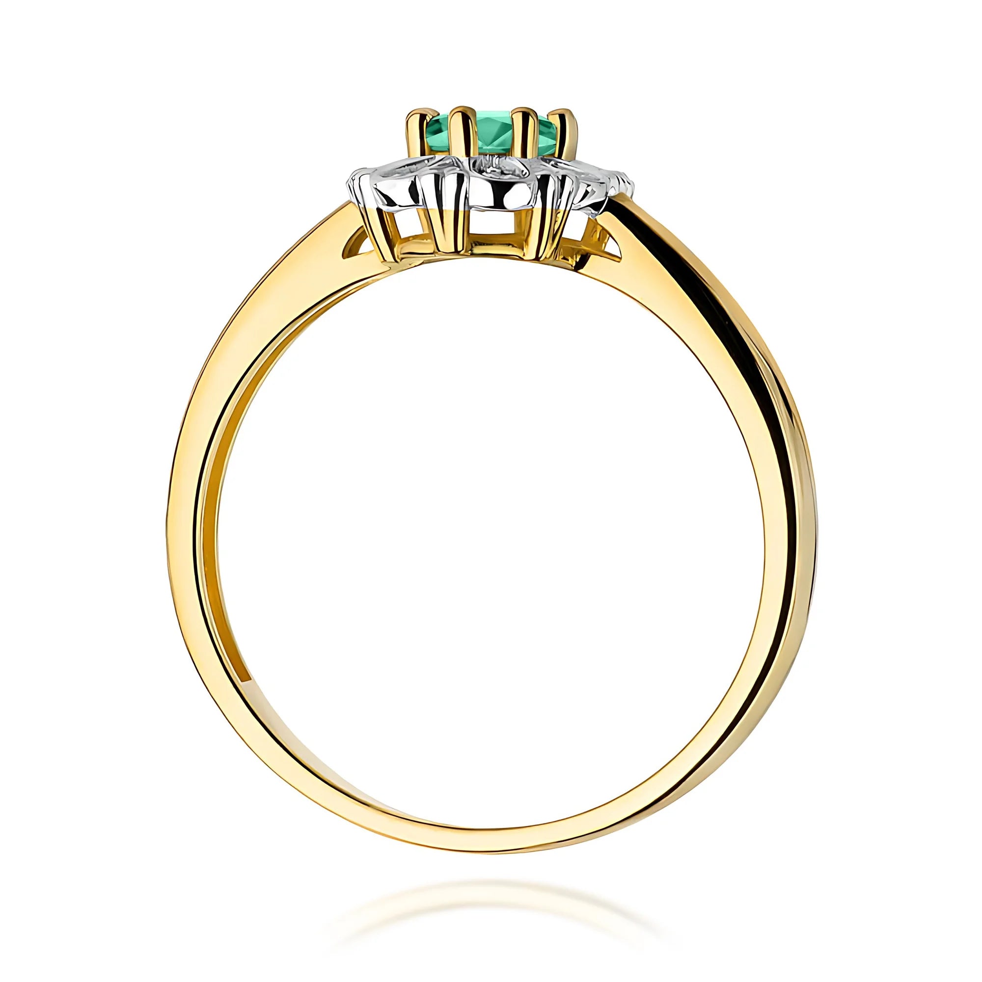 14k (585) Gold Ring | 0.40ct Emerald and 0.069ct Diamonds | GREMARI Jewelry
