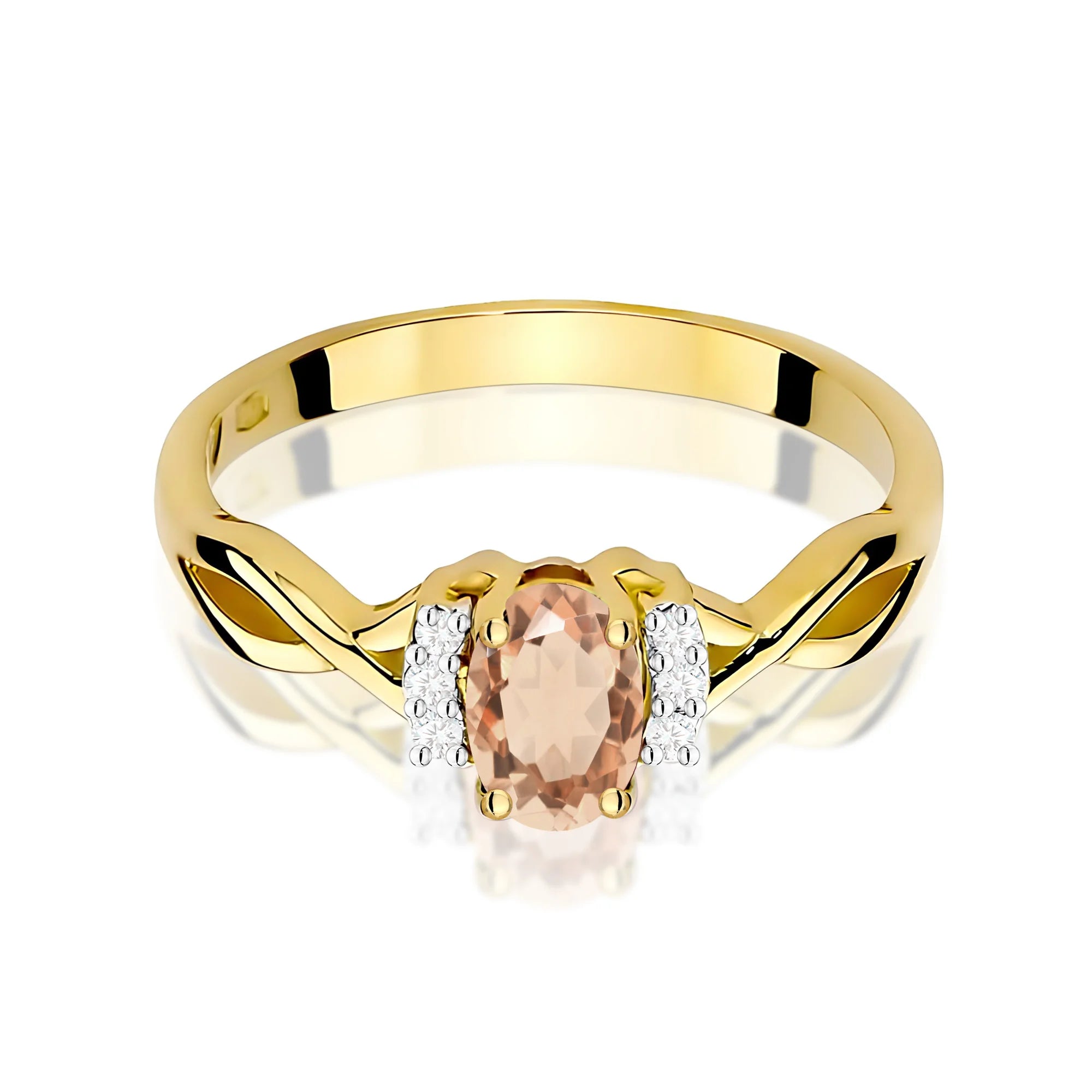 14k (585) Gold Ring | 0.40ct Morganite and 0.052ct Diamonds | GREMARI Jewelry
