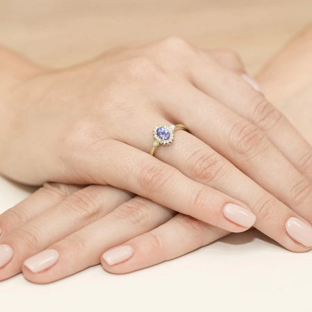 14K (585) Gold Ring | 0.40ct Tansanit and 0.10ct Diamonds| GREMARI Jewelry