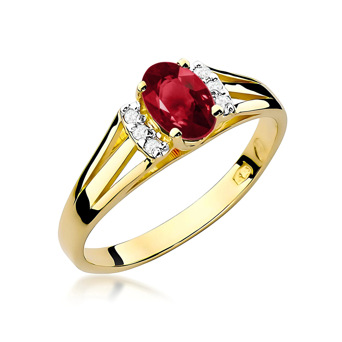 14k (585) Gold Ring | 0.50ct Garnet and 0.052ct Diamonds | GREMARI Jewelry
