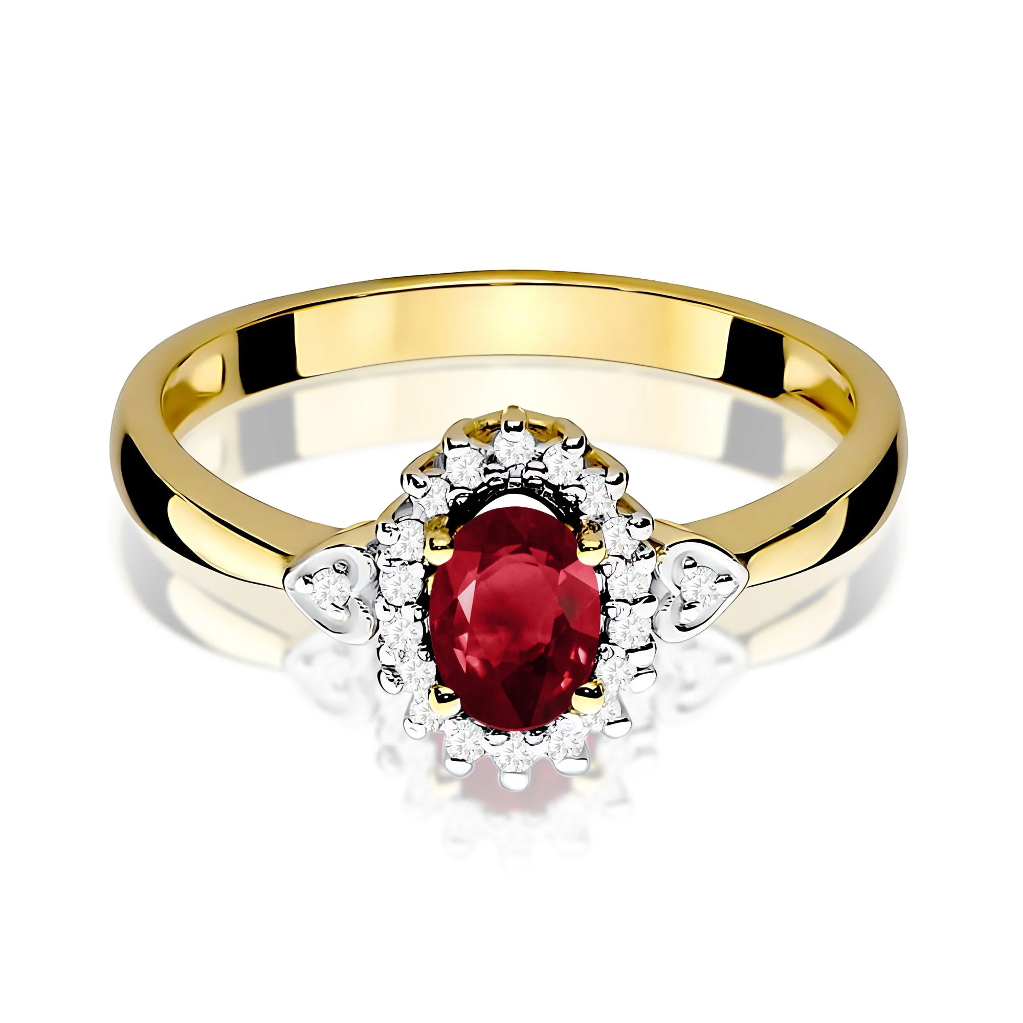 14K (585) Gold Ring | 0.50ct Garnet and 0.10ct Diamonds | GREMARI Jewelry