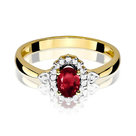 14K (585) Gold Ring | 0.50ct Garnet and 0.10ct Diamonds | GREMARI Jewelry